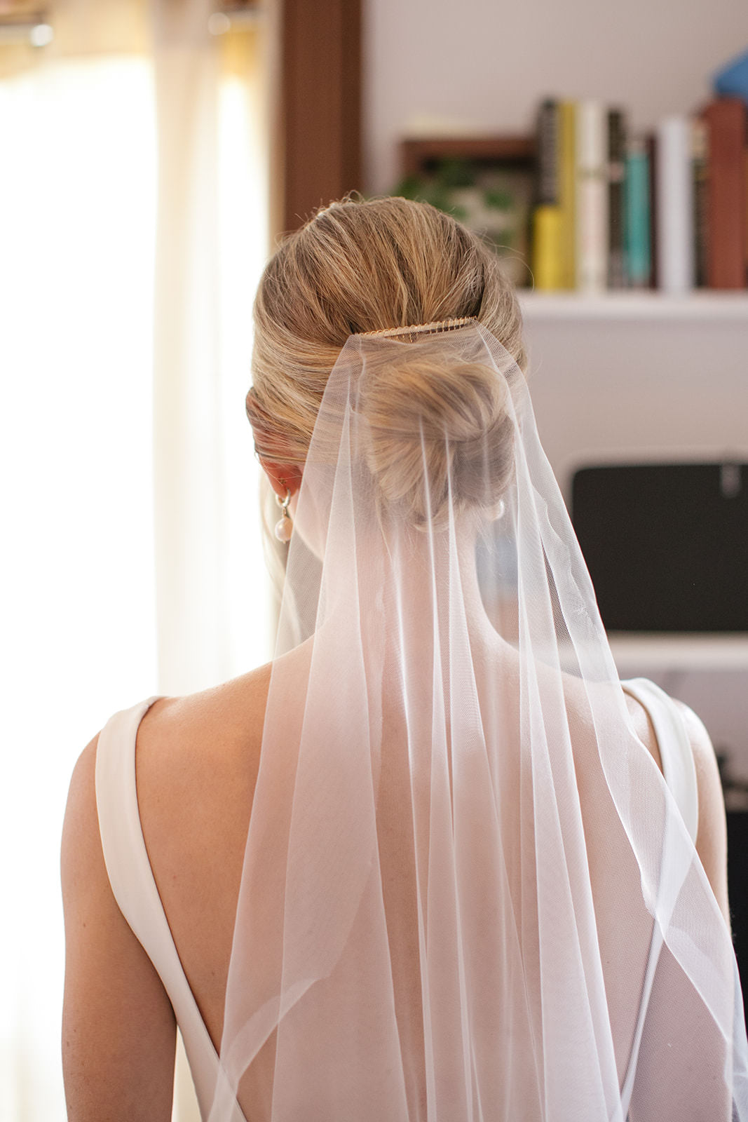 White Wedding Veil with Cascade Layers Soft layers, endless romance. ✨ This cascading veil drapes  main image 3