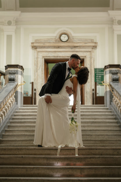 modern bridal separates with bustier corset
