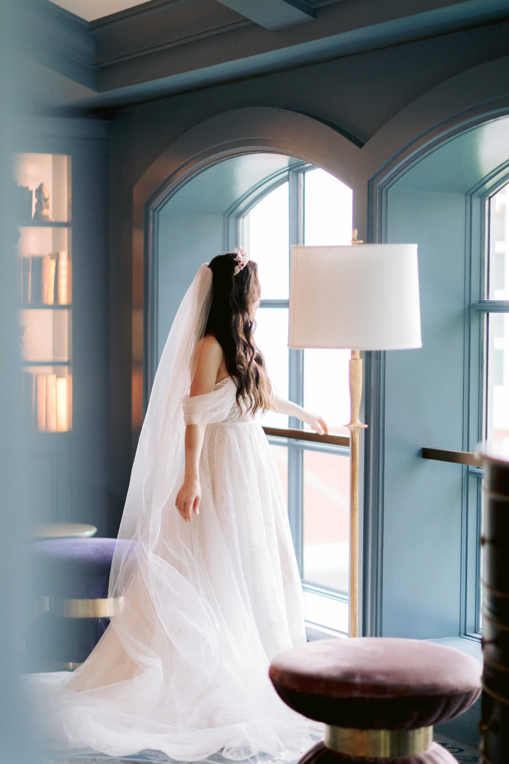 Chapel Length Wedding Veil, Simple Raw Edge Bridal Veil in White, Off  White, Light Ivory
