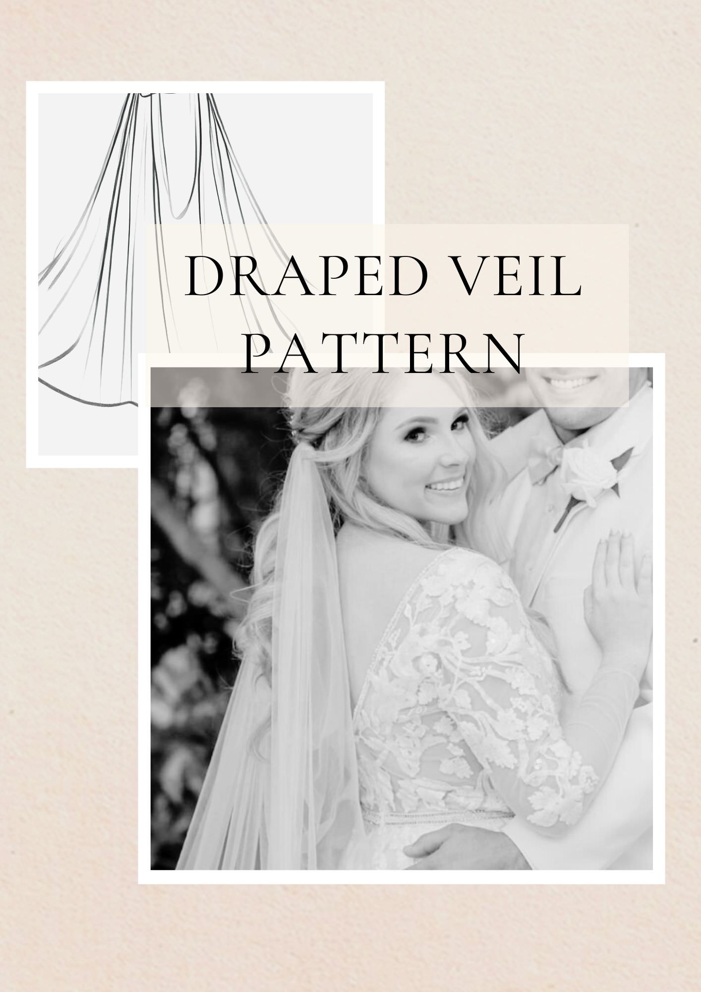 easy diy pattern instructions for wedding veil with drape that attached in hair