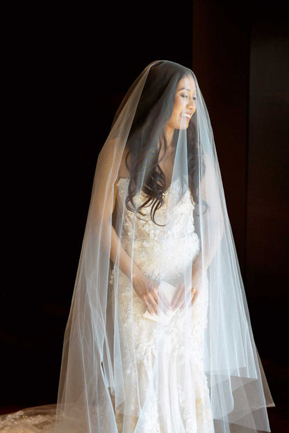 make and sew your own extra long blusher cathedral veil with lace trim