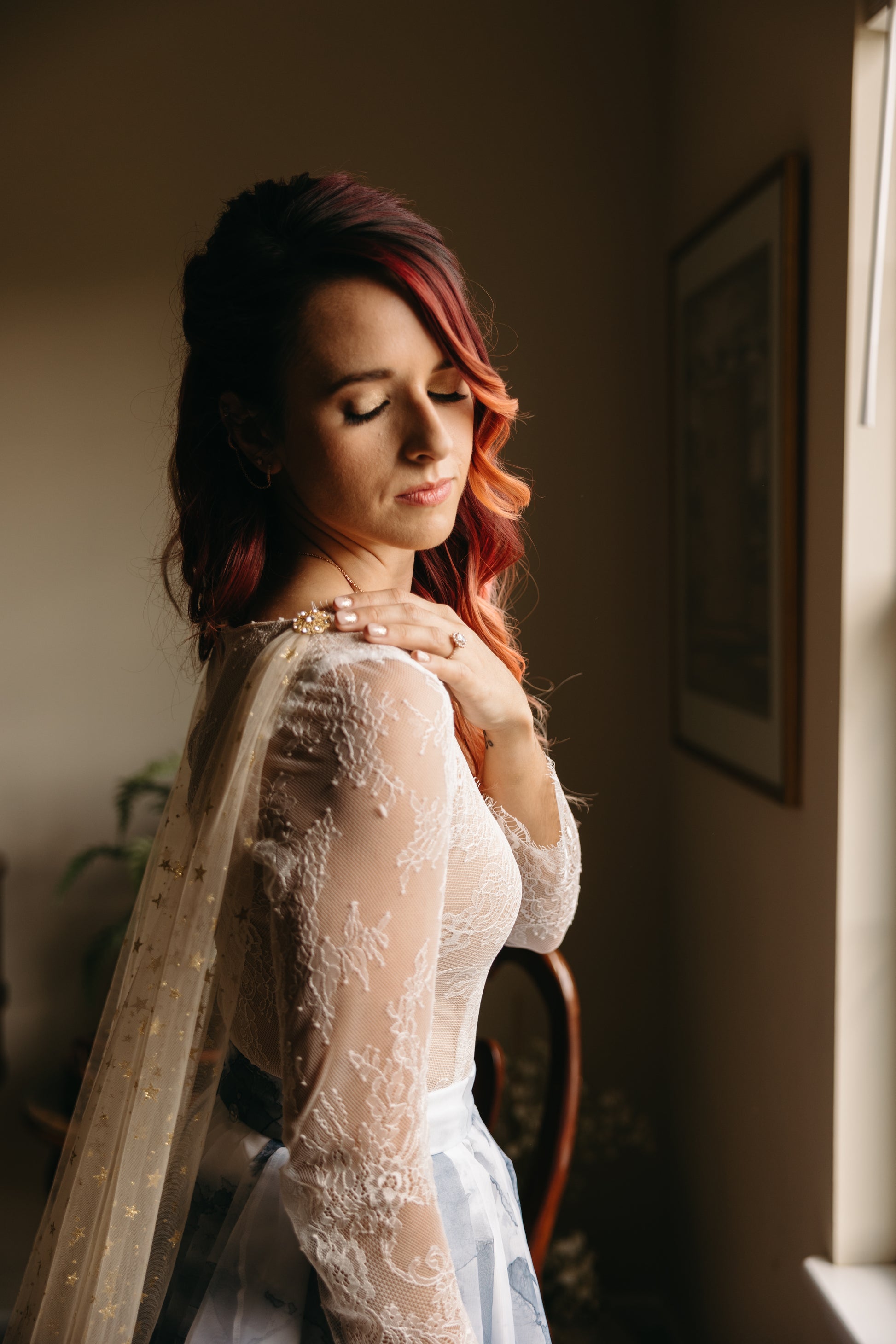 Celestial Sparkly Gold Star Draped Wedding Cape, Sheer Long Wrap One Blushing Bride Custom Wedding Veils Celestial Sparkly Gold Star Draped Wedding Cape, Sheer Long Wrap One Blushing Bride Custom Wedding Veils