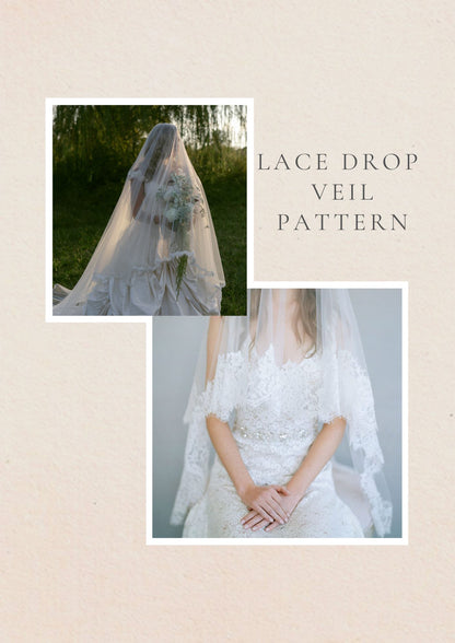 sewing pattern for Lace drop veil pattern with a person wearing it outdoors