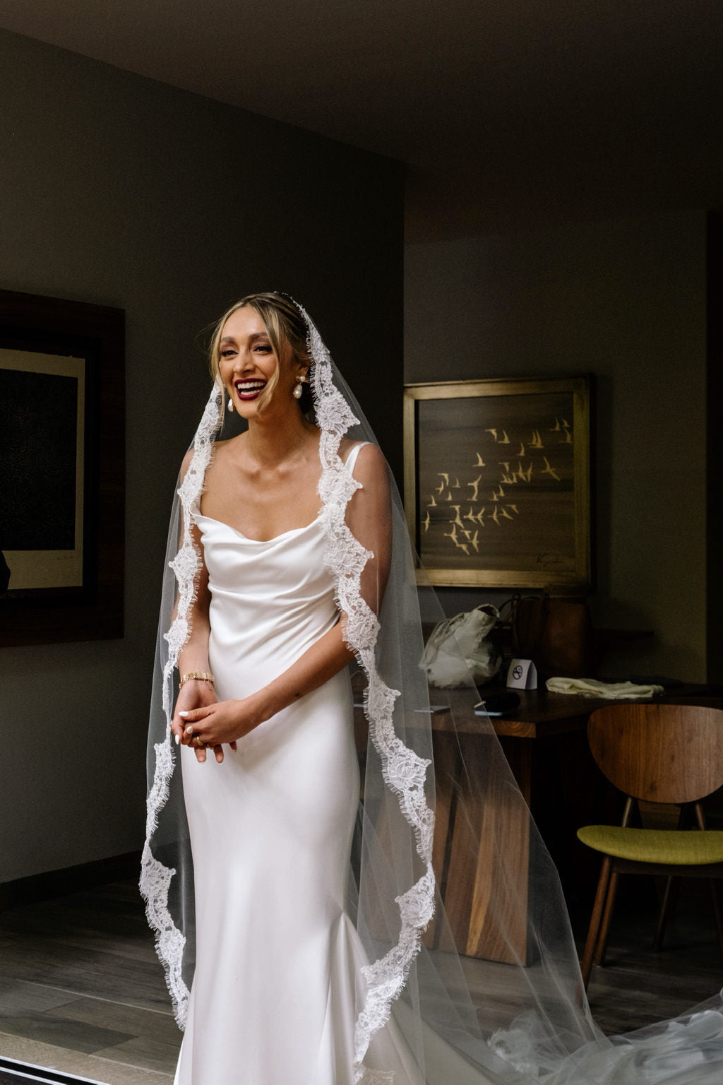 Cathedral Mantilla Veil with Eyelash Lace Trim, Lace Wedding Veil – One Blushing Bride Custom Wedding Veils