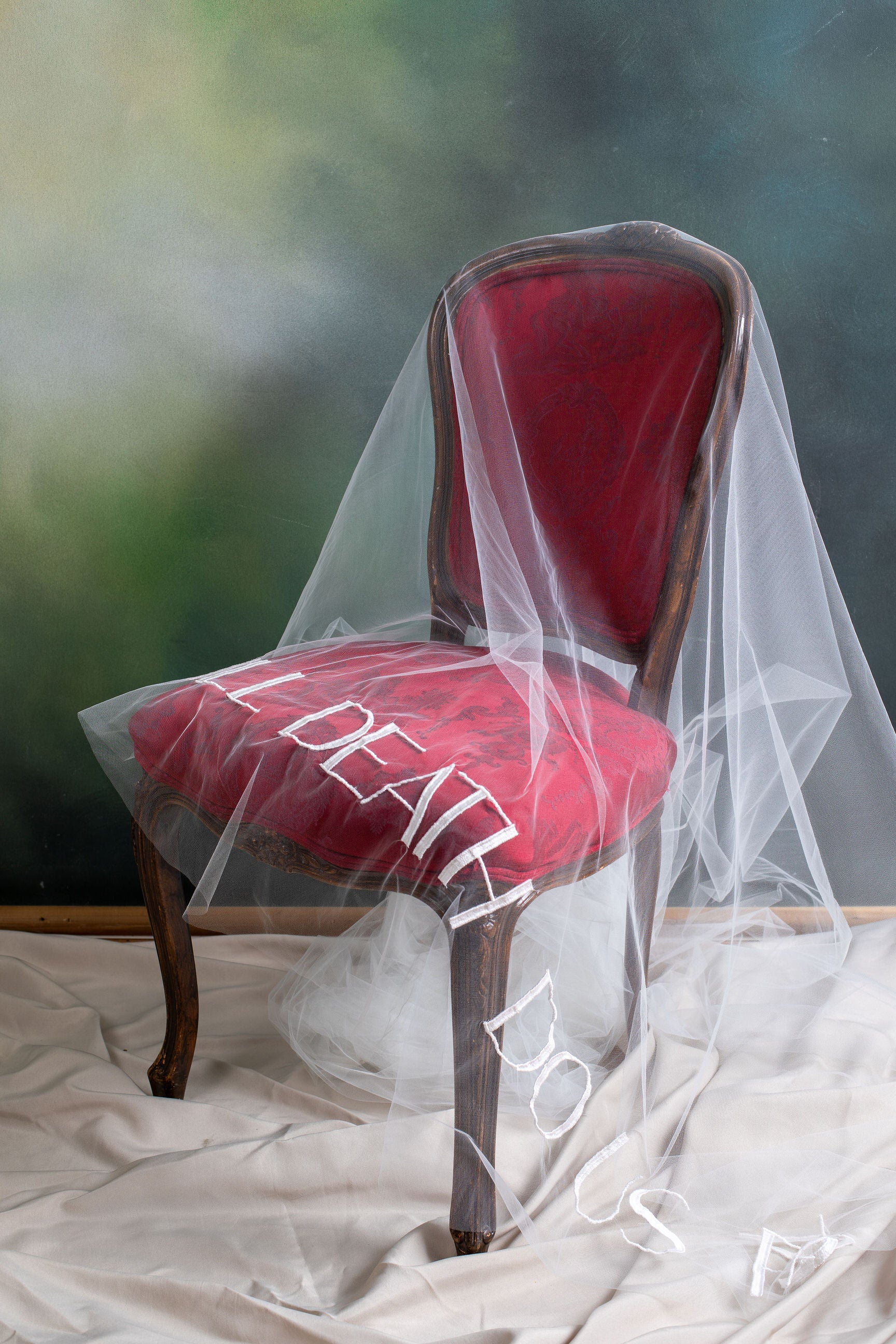 stunning dramatic embroidered wedding veil with till death do us part