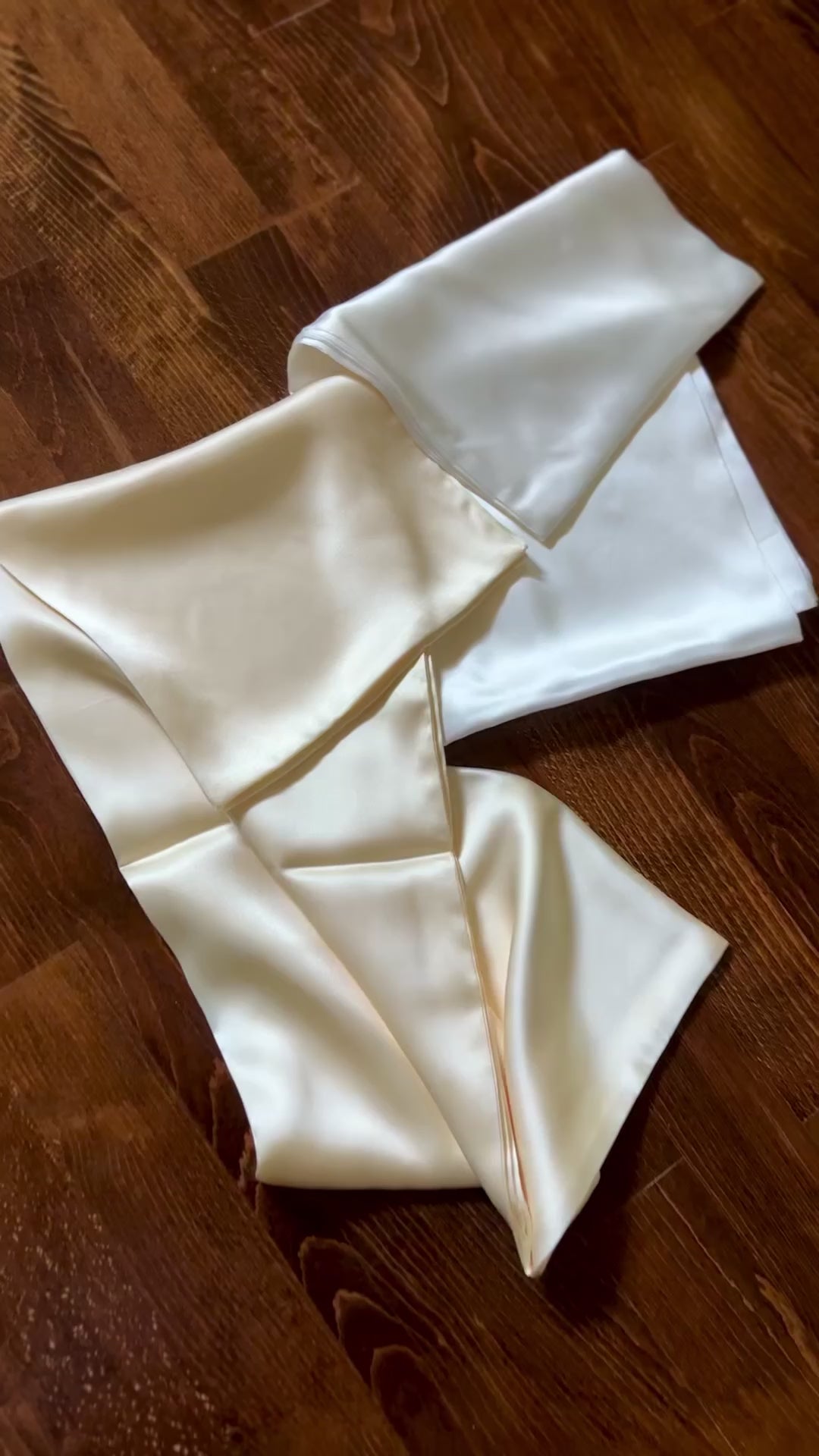 white and ivory silk satin bridal scarf