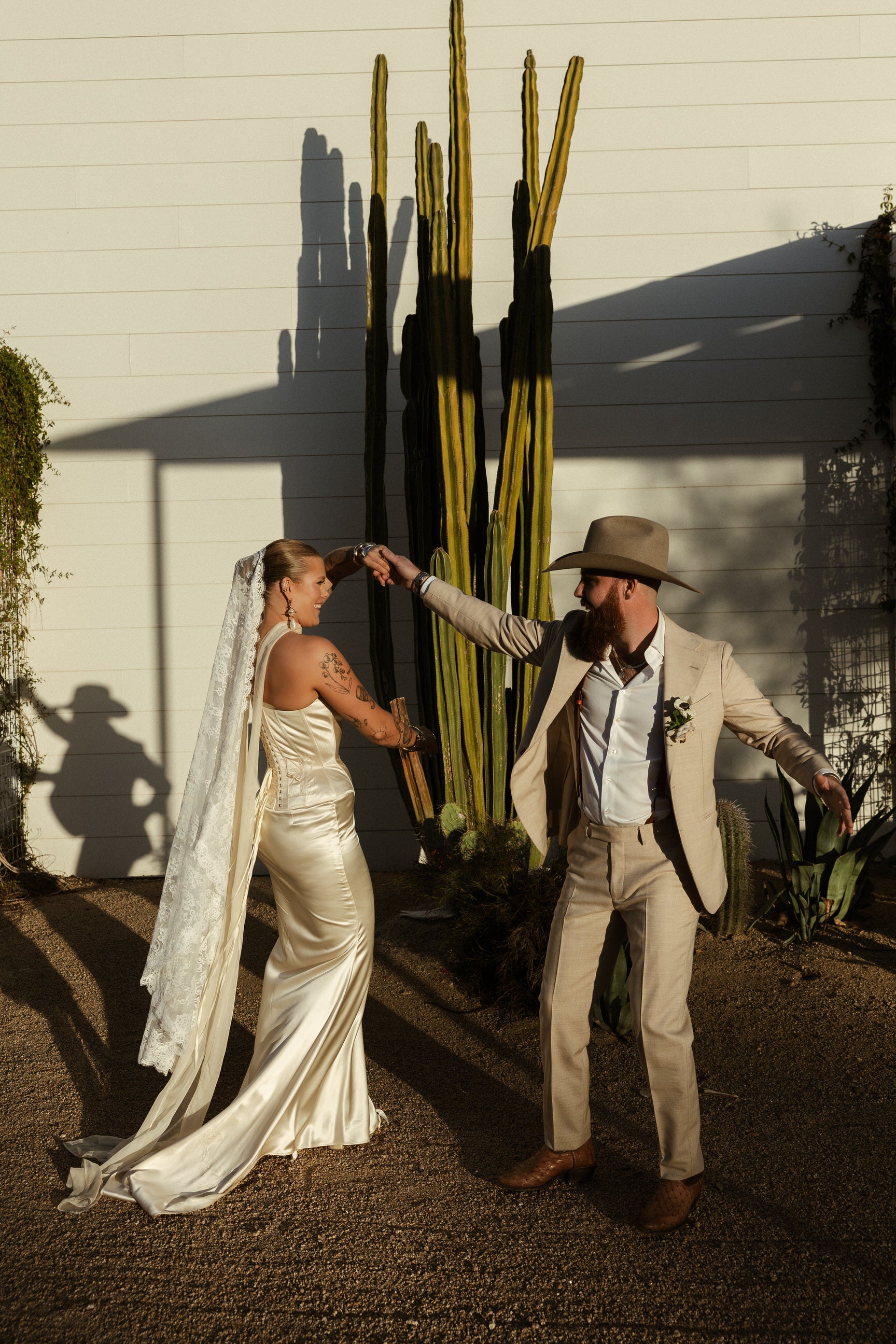 chantilly lace ankle length veil and matching bridal scarf for desert wedding