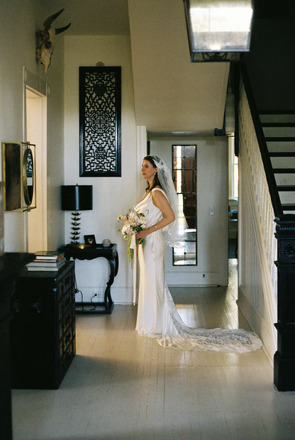 Two Tier Fingertip Length Juliet Cap Wedding Veil | Blusher Bridal Veil