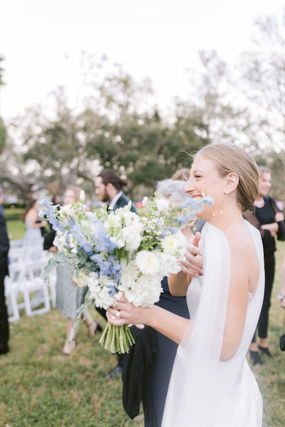 bridal scarf in off white silk for fresh outdoor wedding