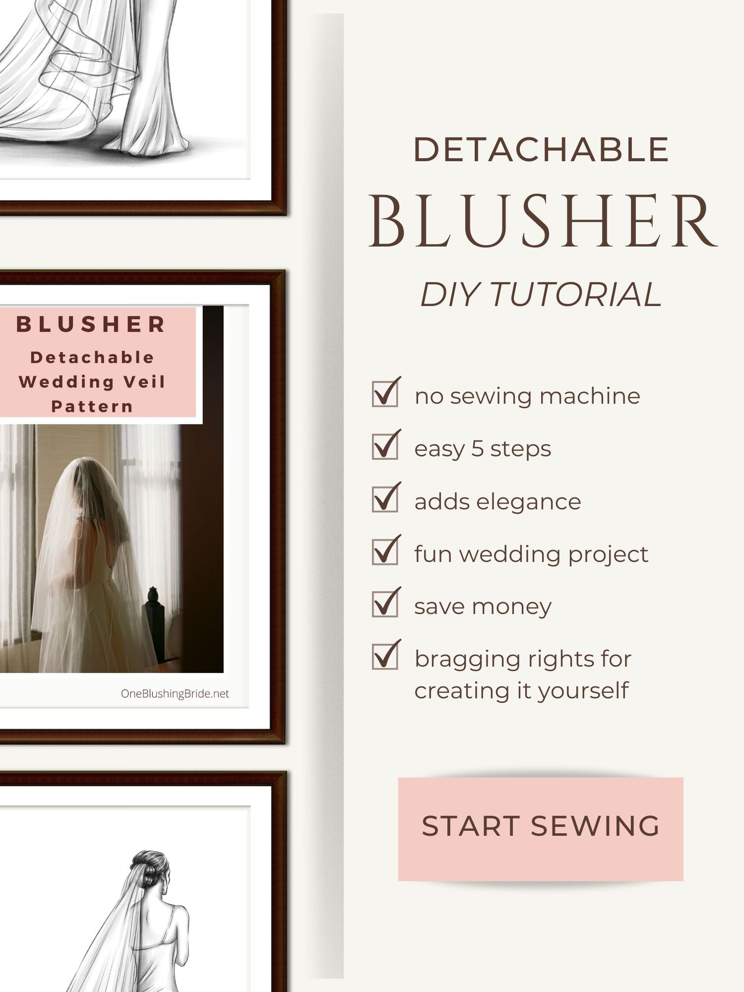 DIY Lace Cathedral Length Wedding Veil Pattern PDF Tutorial